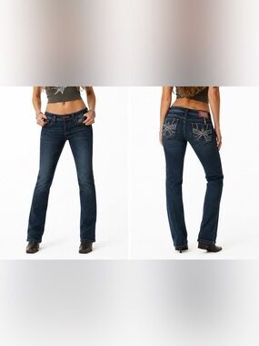 LA Idol Jeans Women’s Sz 7 W30 Rhinestone Bling Pocket Y2K Fairy Grunge Low Rise